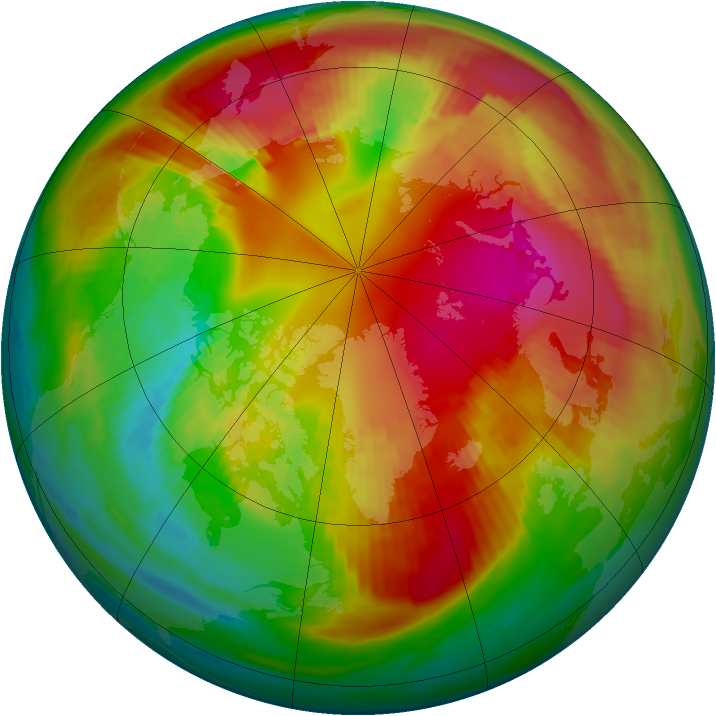 Arctic ozone map for 18 February 1989
